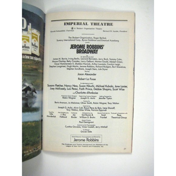 Jerome Robbins Broadway Playbill April 1989 Imperial Theatre Robert La Fosse - Picture 4 of 8